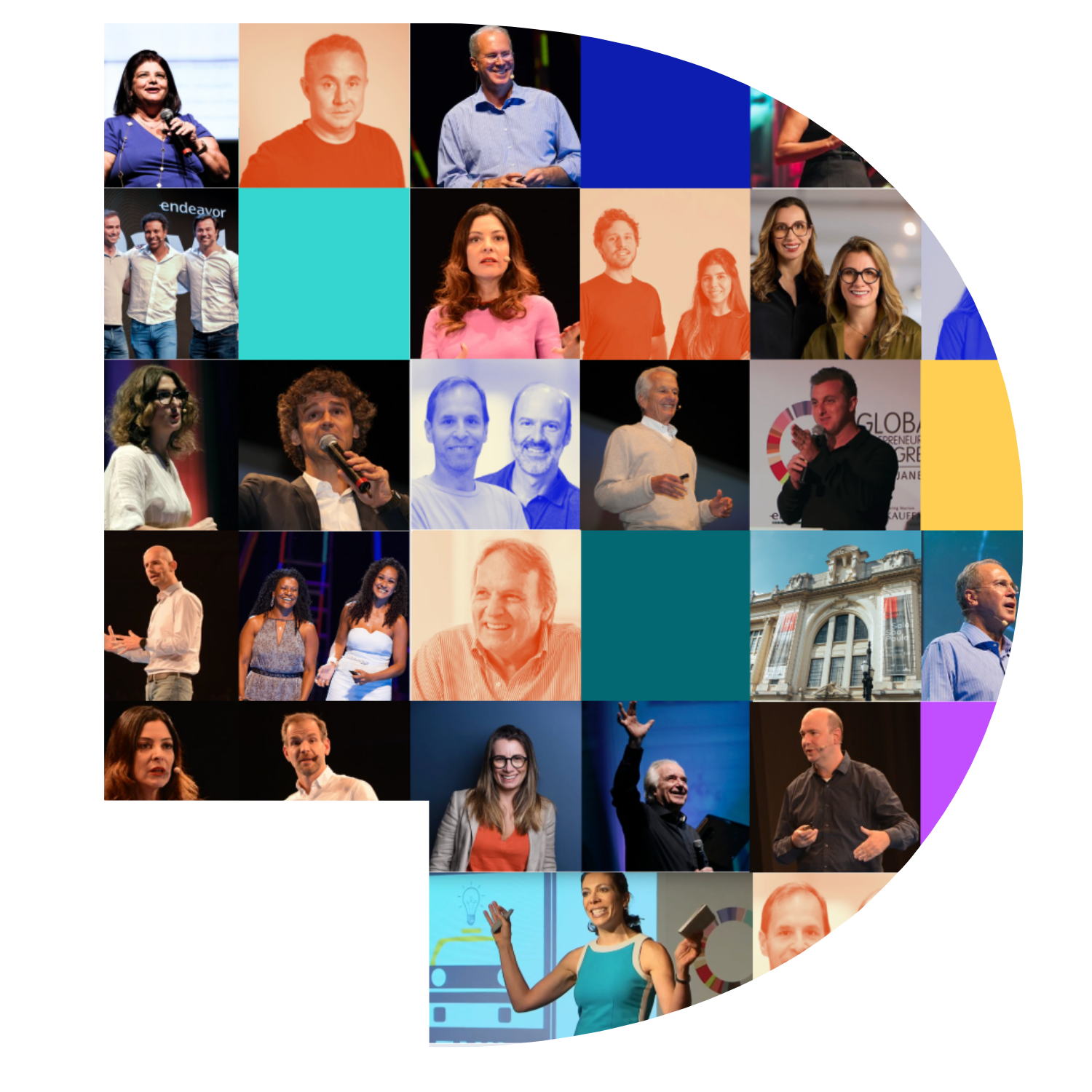 Colagem de empreendedoras e empreendedores que compartilharam suas histórias no Day1.